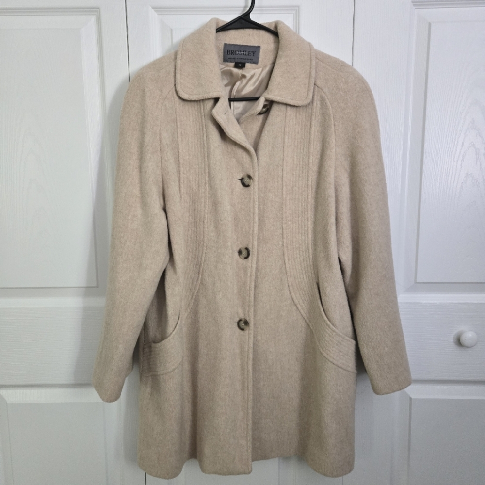 Vintage Wool Blend Beige Pea Coat